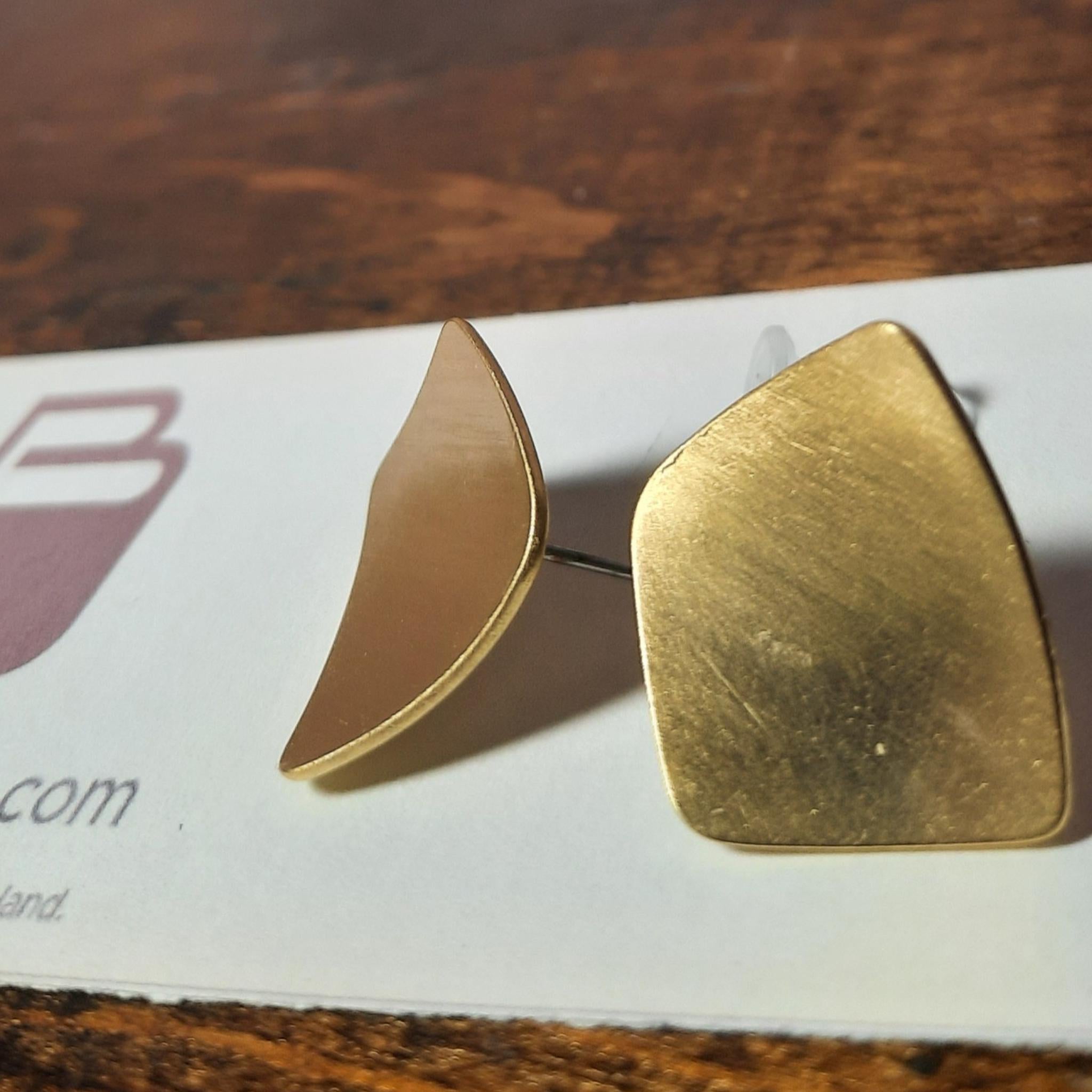 Matte Gold Geometric Stud Earrings: Minimalist Square Jewelry