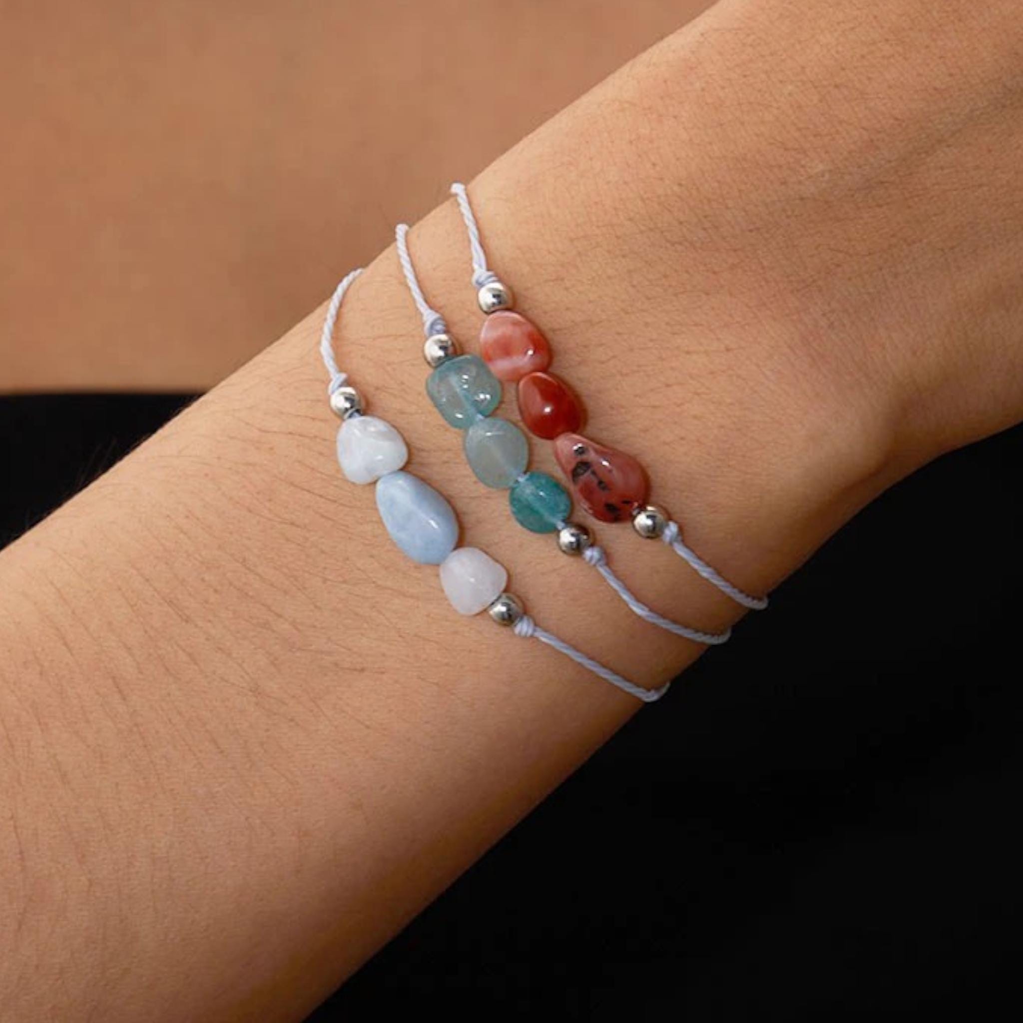 Minimalist Birthstone Bracelet: Adjustable Cord, Custom Color Jewelry