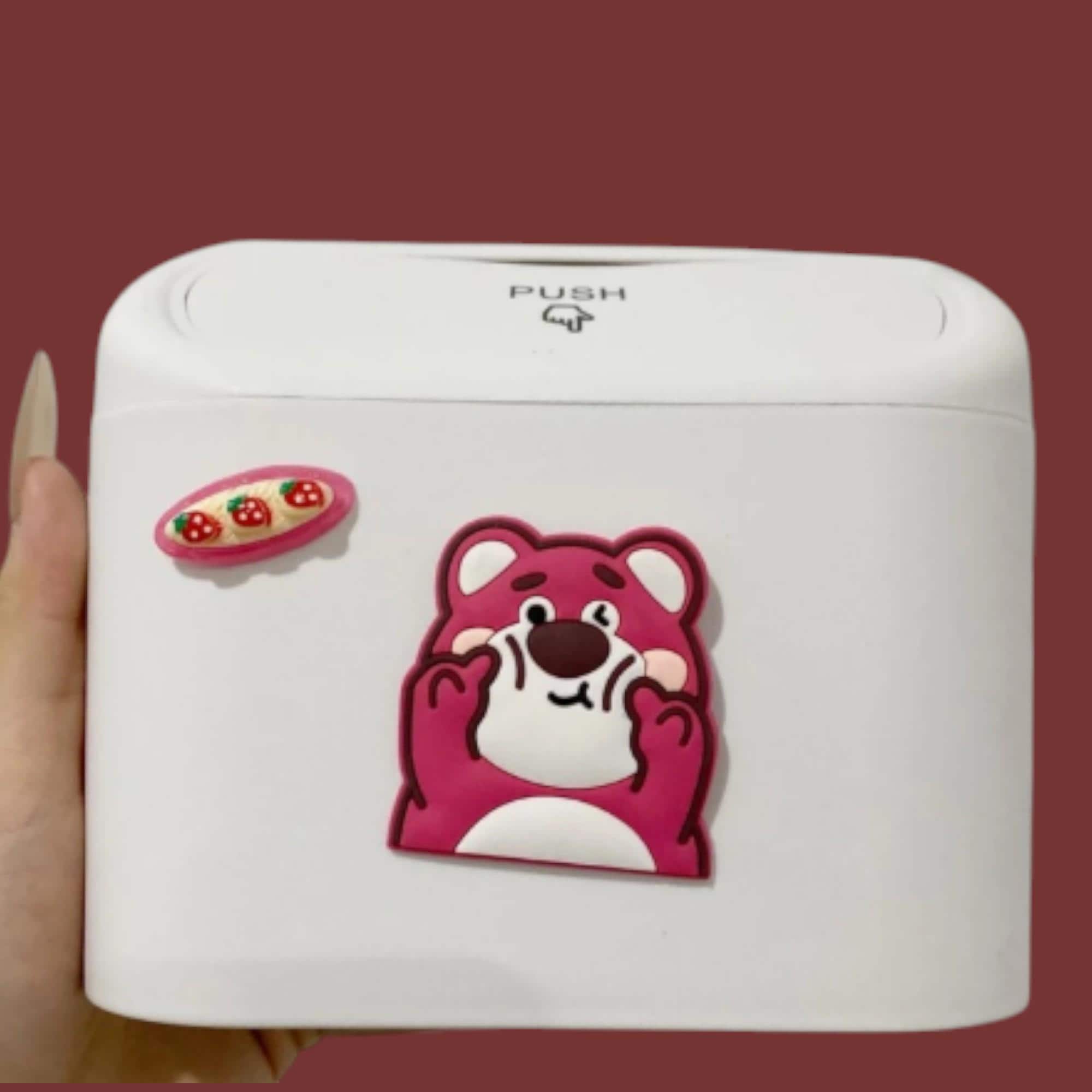 Mini Car Trash Can: Kawaii Bear Stickers, Hard Plastic