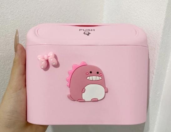 Mini Car Trash Can: Kawaii Bear Stickers, Hard Plastic