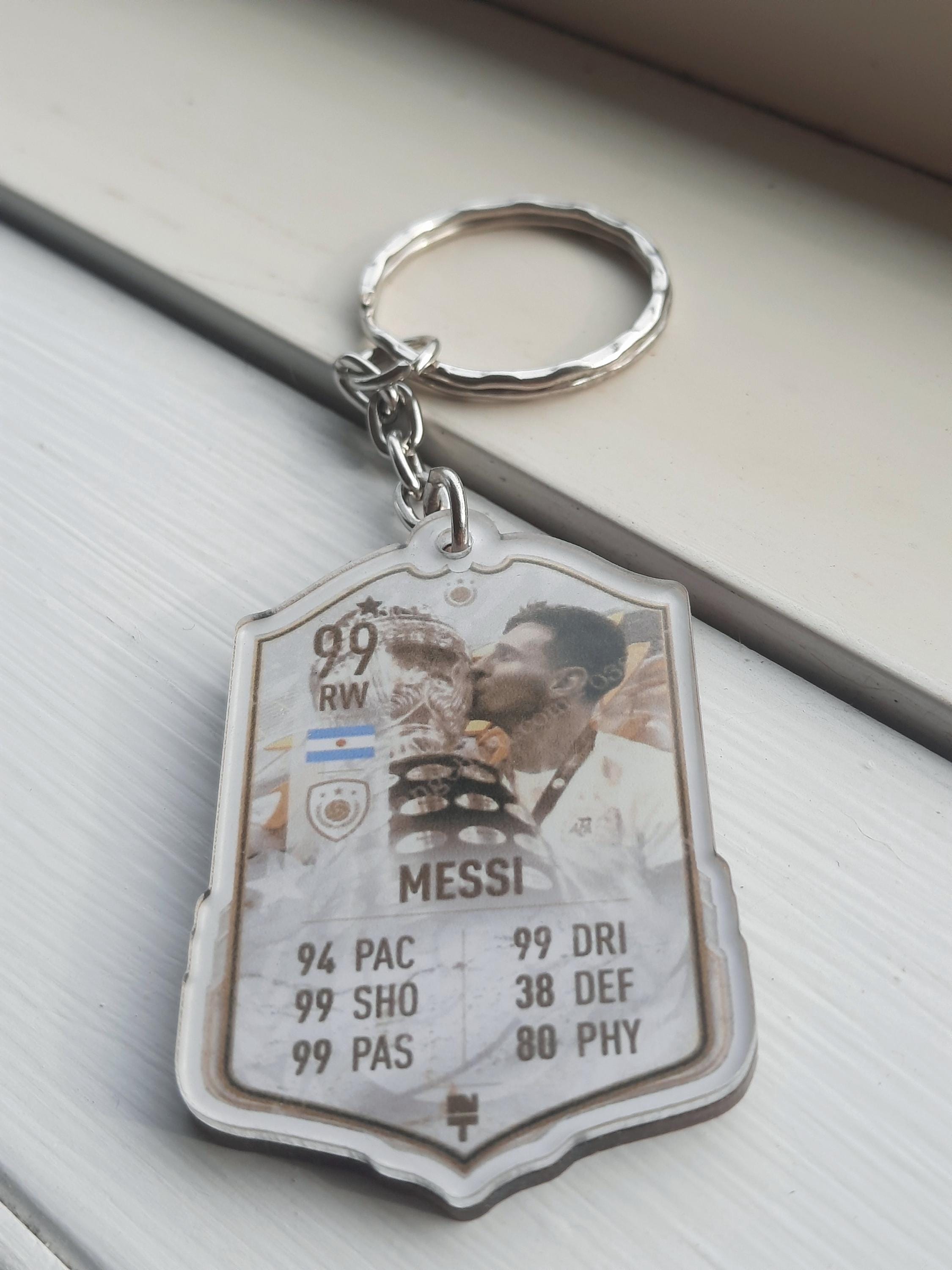 Messi Ronaldo Football Keychain | Durable Mica Material | Waterproof Soccer Player Gift
