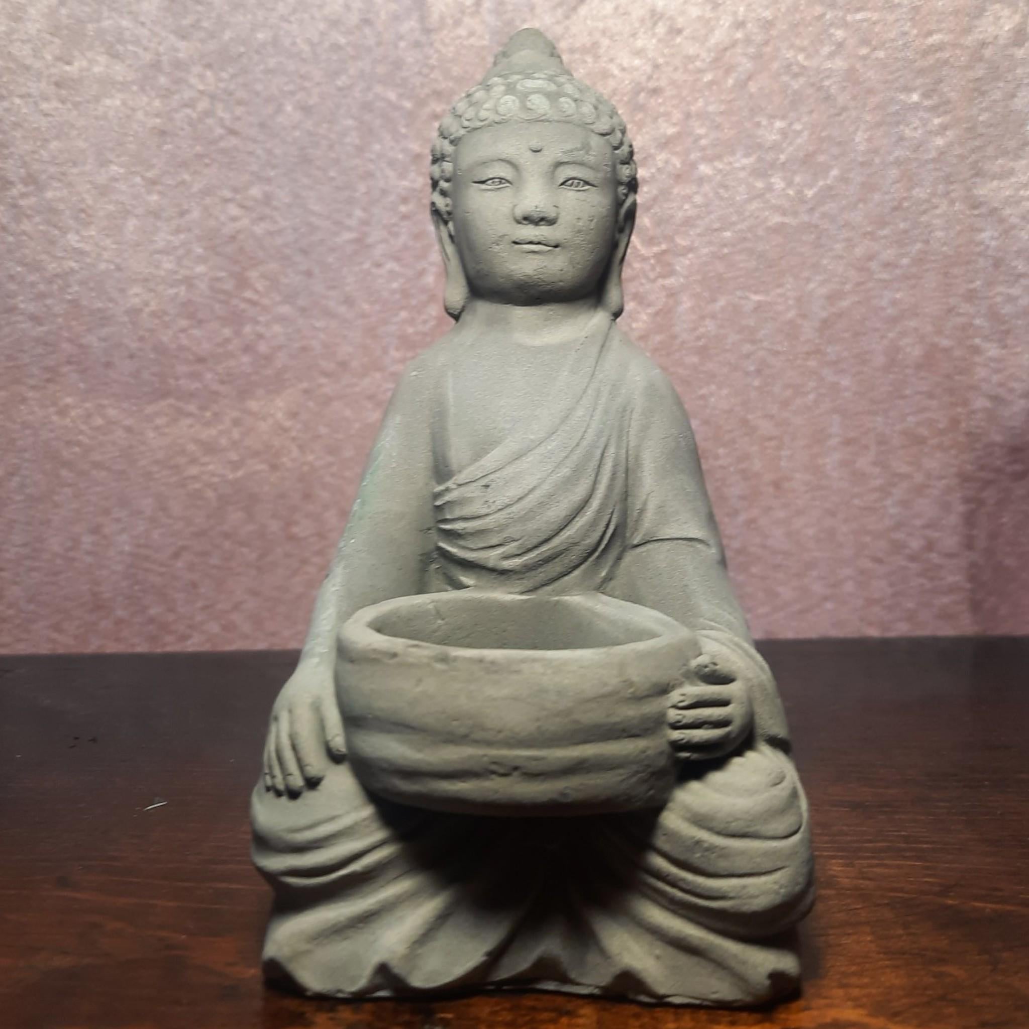 Buddha Statue with Bowl – Aquarium & Terrarium Decor | Insect or Fish Safe Isopod