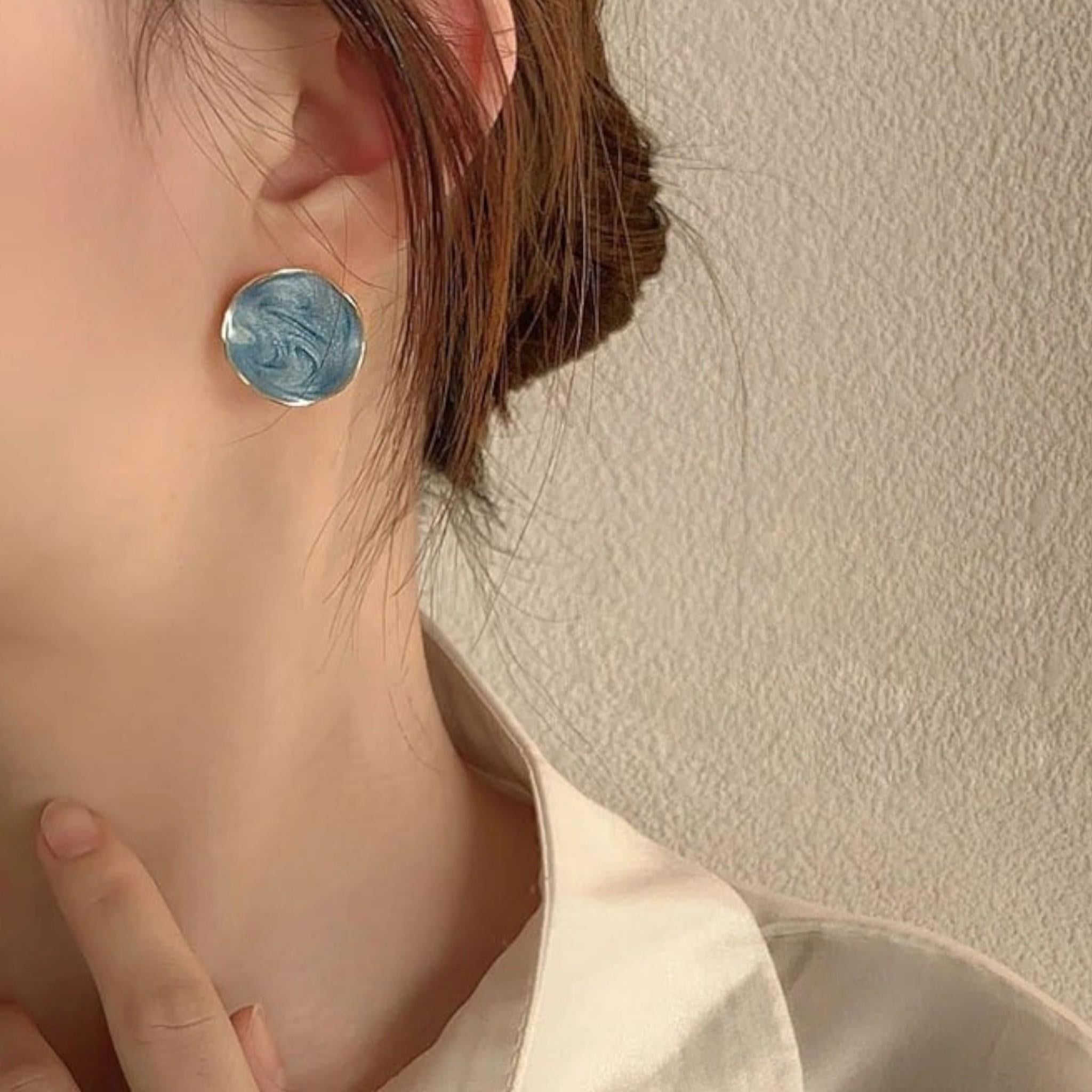 Elegant Aqua & Grey Earrings | Iridescent Sparkle Studs | Lightweight Hypoallergenic Jewelry for Women | Gift-Ready