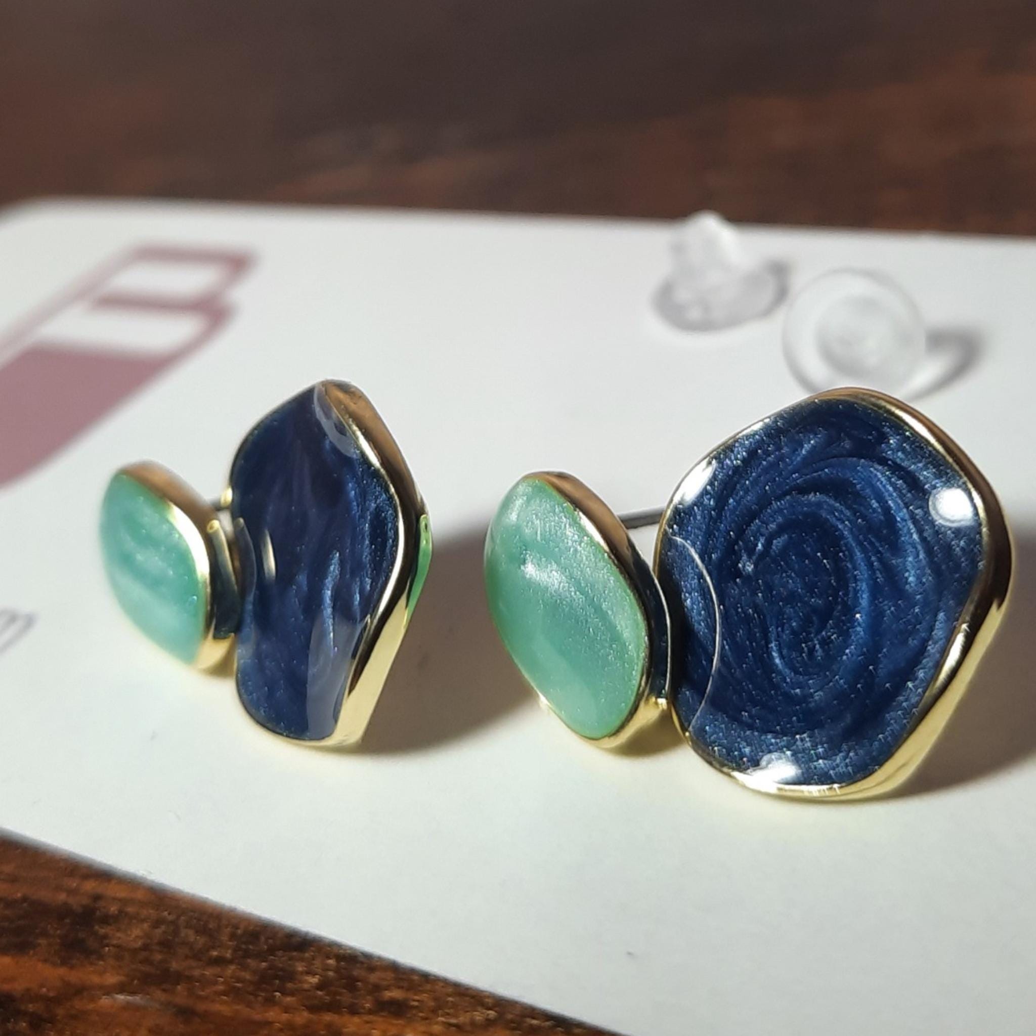 Aqua Blue Resin Drop Earrings: Iridescent Sparkle, Hypoallergenic Dangle