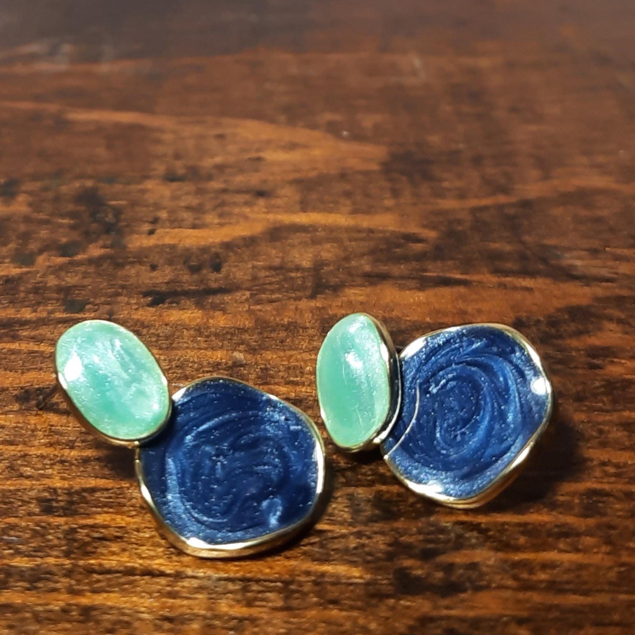 Aqua Blue Resin Drop Earrings: Iridescent Sparkle, Hypoallergenic Dangle