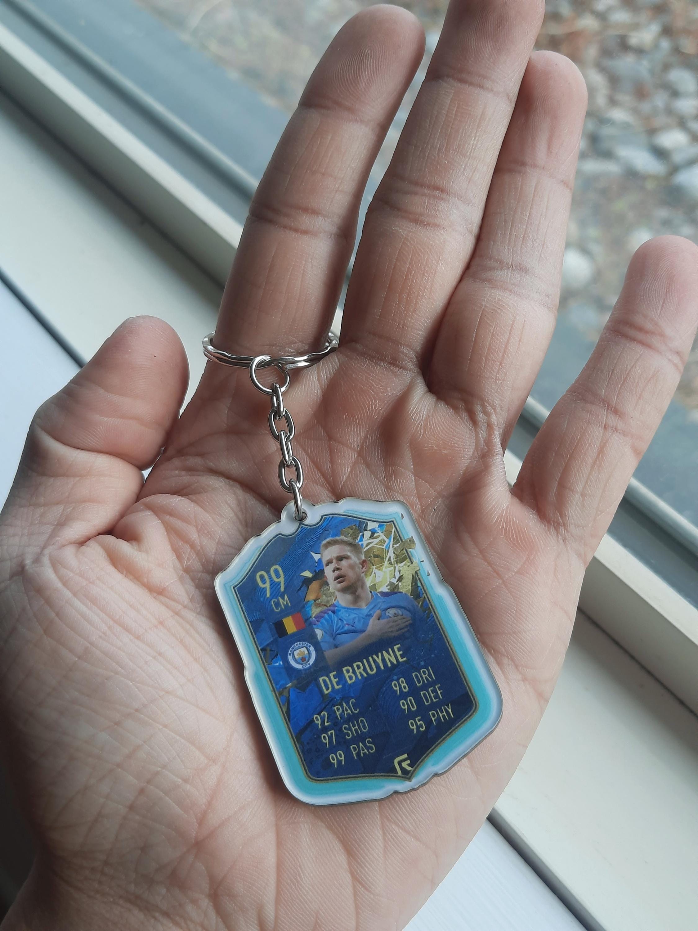 Messi Ronaldo Football Keychain | Durable Mica Material | Waterproof Soccer Player Gift